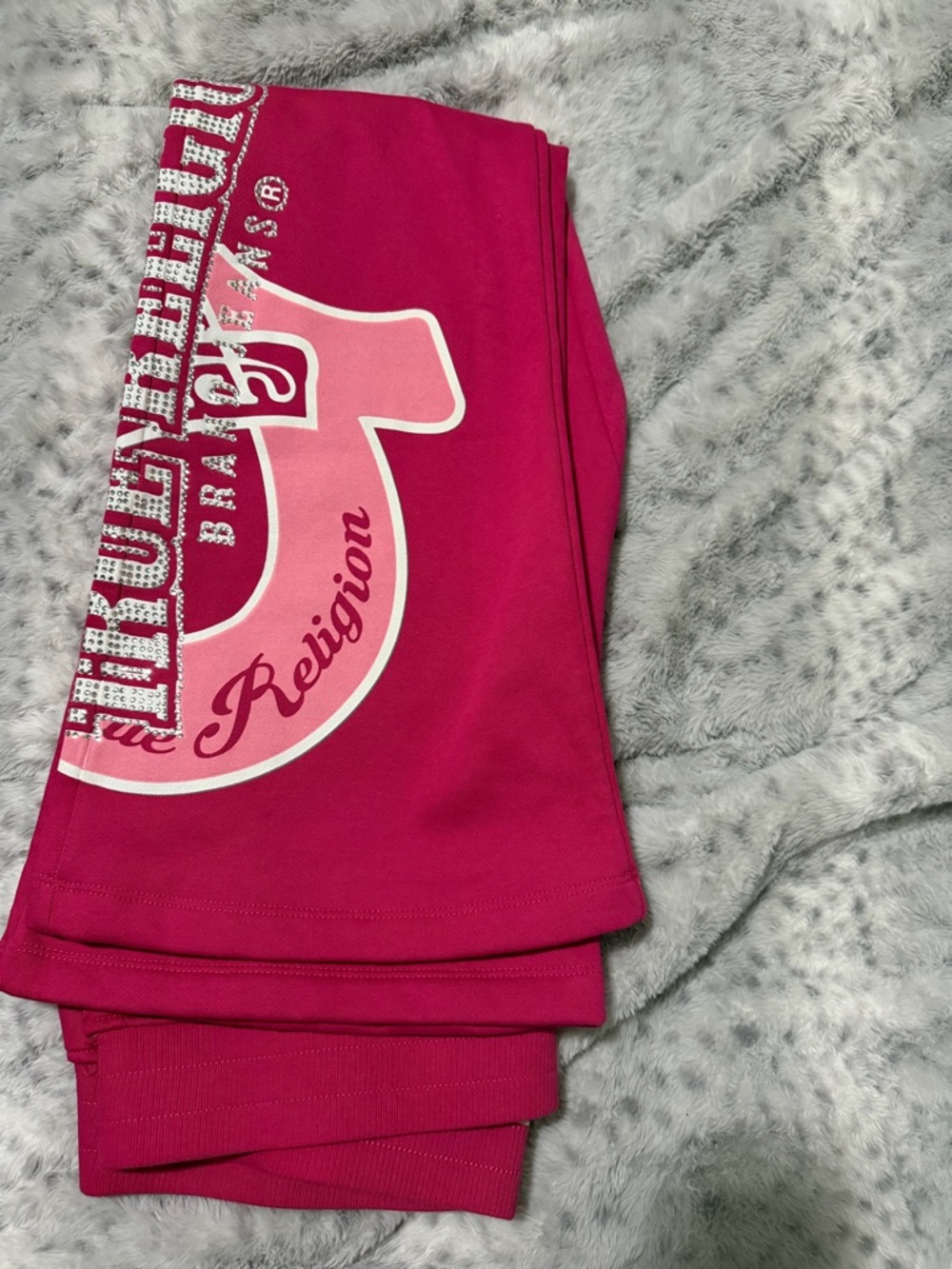 True Religion Hot Pink Logo Rhinestone Leggings